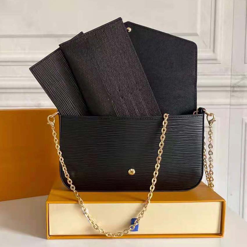 

Women Messenger Leather handbag Evening Bags Original bag 3 in 1 high quality flower checkers date code serial number 010