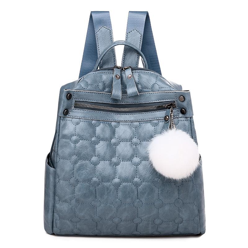 

Embroidered women's bag new style Korean style shoulder bag texture Lingge Travel Backpack, Black