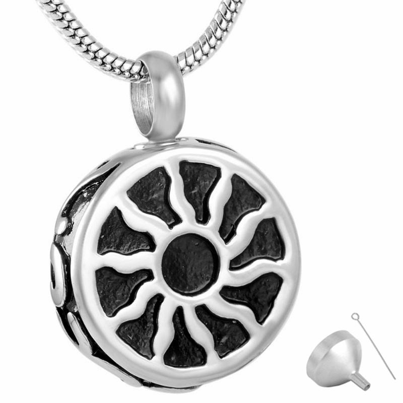 

Pendant Necklaces 8854 Stylish Pet Keepsake Jewelry Stainless Steel Round Of The Sun God Cremation Urn