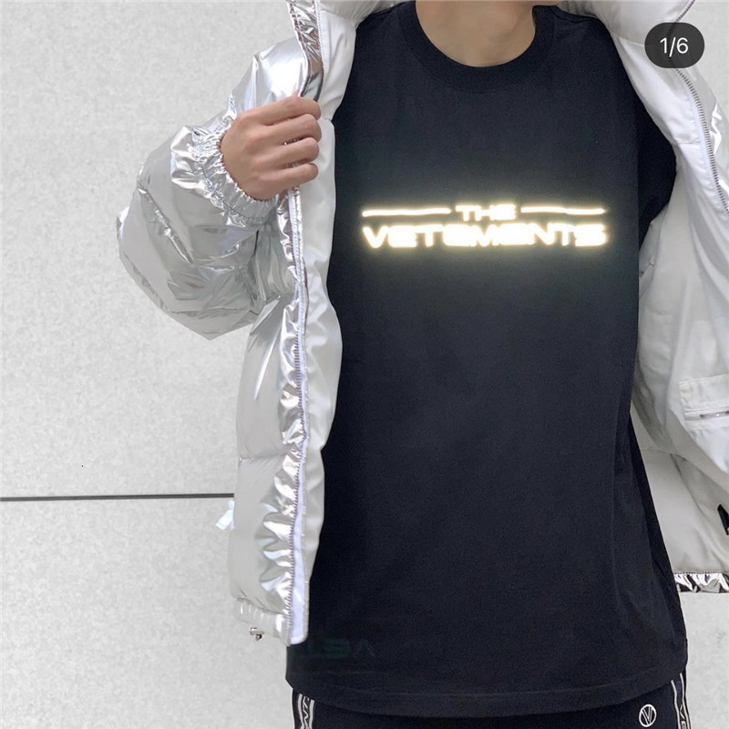 

2021 New Black T-shirt Men Women Letters Printed the Vetements Reflective Tee 1:1 High Quality Vtm Tops Tyj6