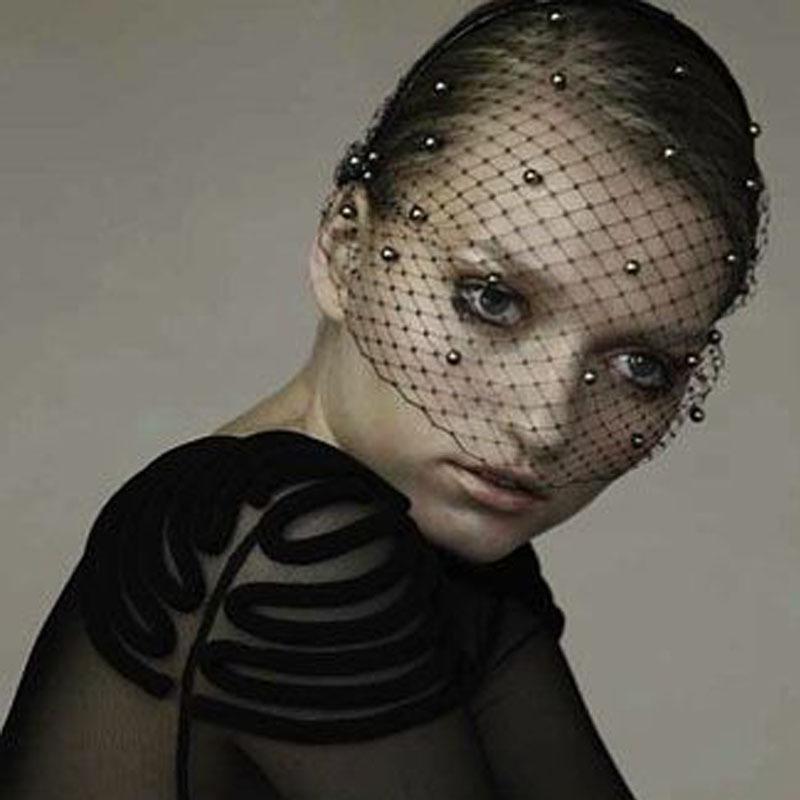 

Hair Clips & Barrettes Black Headband Veils For Bridal Crystal Beaded Birdcage Face Net Mask Accessorie Veil Charming Wedding Fascinator, Golden;silver