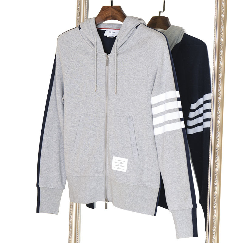 

2021 Fashion TB THOM Brand hooded Men Sweatshirts Hoodies Male Casual Sportswear Coat Contrast Color Personality Mens Clothing, Black