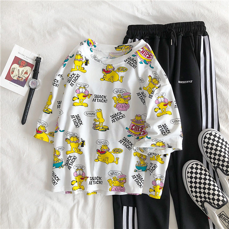 

2021 New Nwe Harajuku Street Style Letter Print Short Korean Loose School Summer Shirt 7dfk, V 4