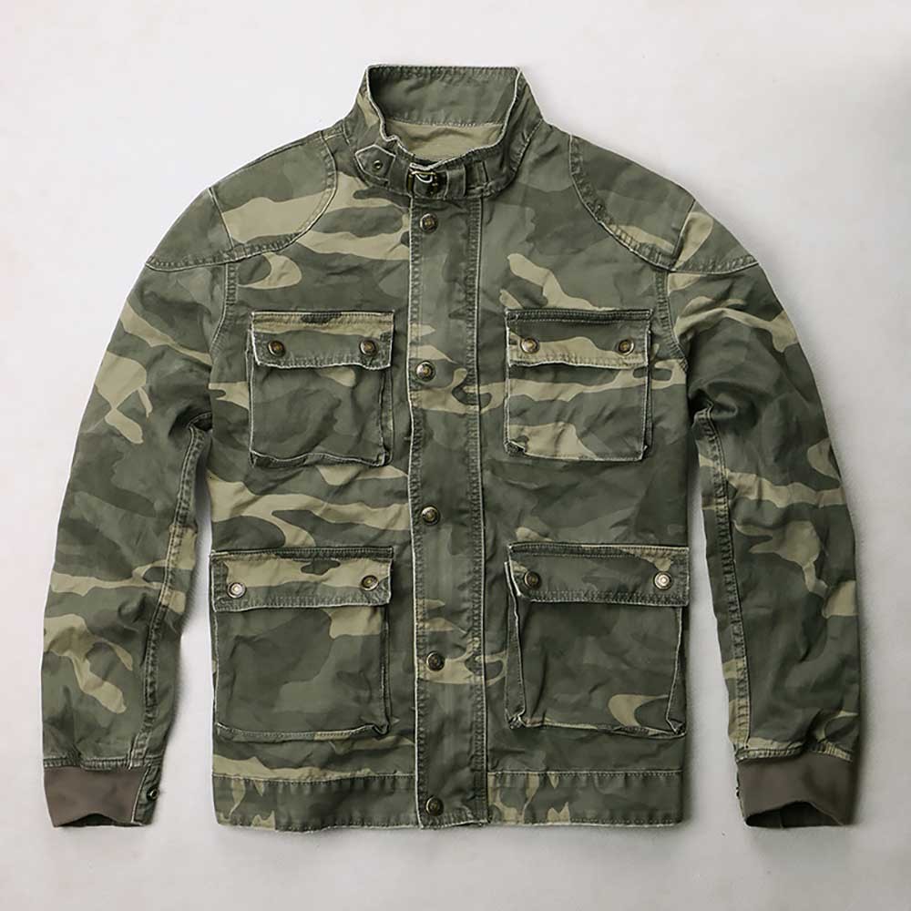 

2021 New Mode Camouflage Cotton Casual Military Style Cargo Jacket Density Male Clothes Qxjy, Black