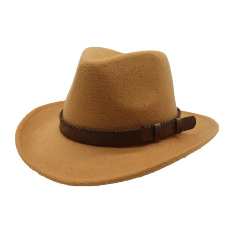 

Cloches Authentic Men Women Fashion Cowboy Hat With Belt Wide Brim Wool Trilby Adult Size 56-58CM, Sz2