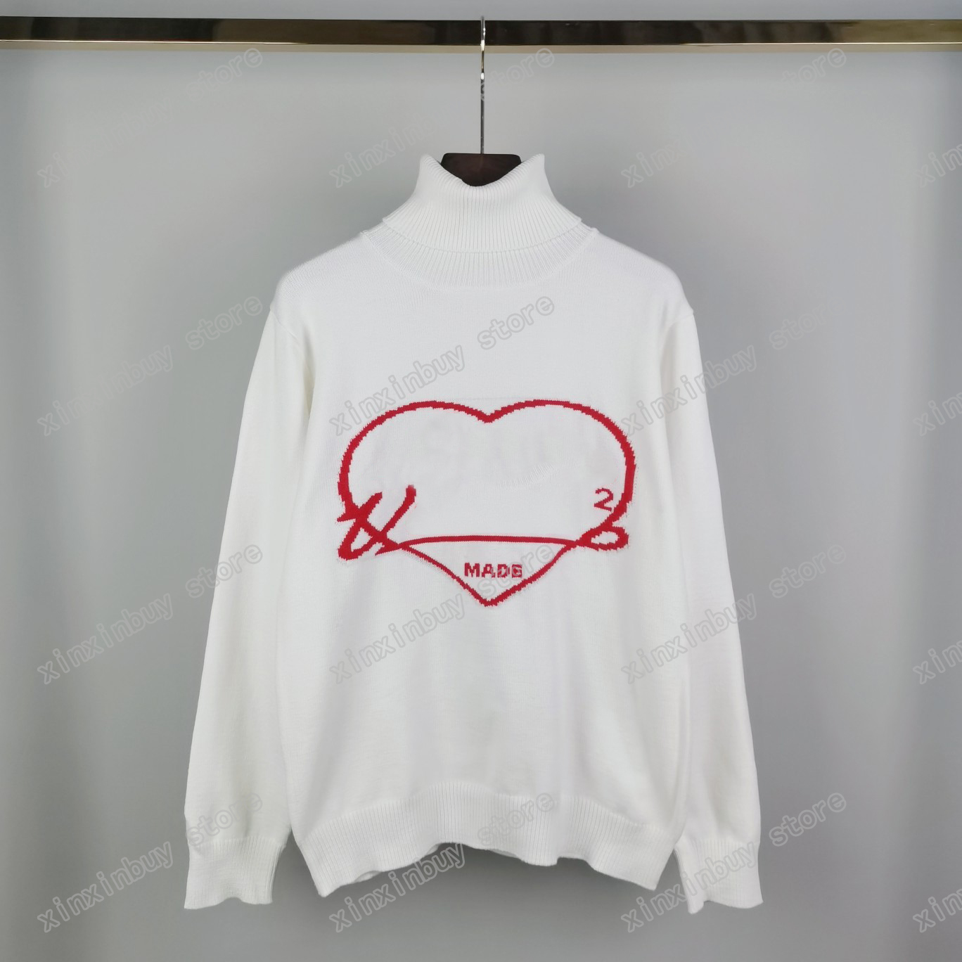 

21SS Europe and the United States latest fashion red gray letter love printing high luxury limited sweater men' designer high-quality catwalk oversize black sweater, White