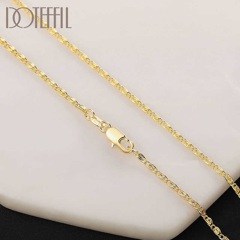 

DOTEFFIL 925 Sterling Silver 16/18/20/22/24 Inch Gold 2MM Chain Necklace For Women Man Fashion Wedding Gift Jewelry P0809