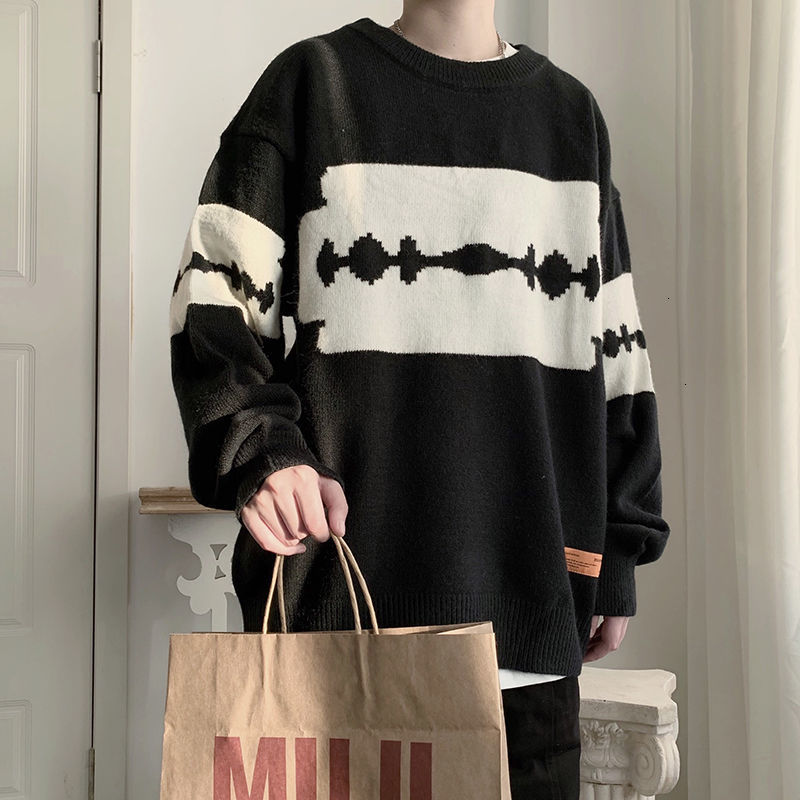 

2021 New Autumn Winter Men's Warm Fashion Retro Casual Knitted Pullover Men Streetwear Loose Korean Harajuku Sweater Mens Clothes Doyh, Khaki