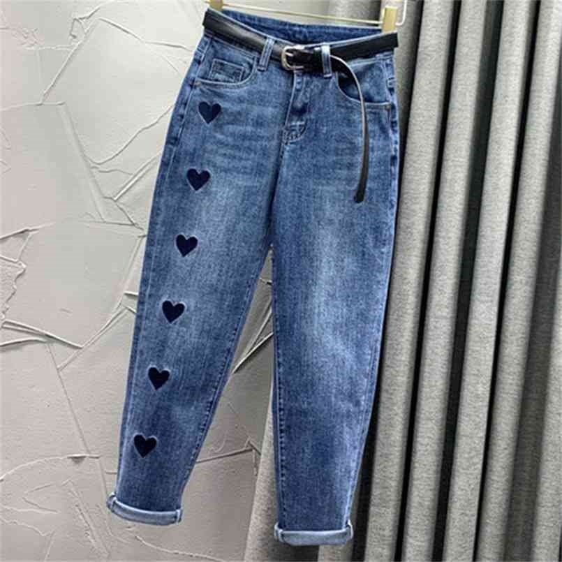 

Women Denim Harem Pants Loose Casual Korean Mom Jean Boyfriend Jeans For mid Waist Plus Size 210720, Blue