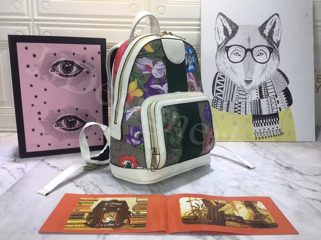 

School Backpacks Classic Fashion Bag Women Men Leather 29cm Backpack Duffel Unisex Shoulder Bags Handbags Purses Tote, White+grey