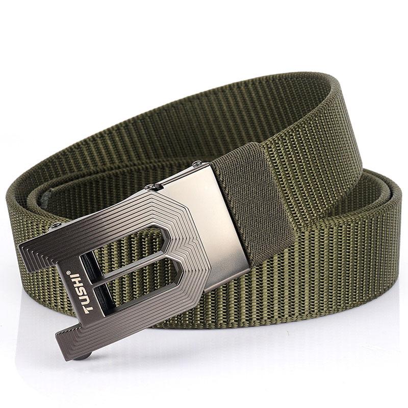 

Belts Casual Fashion Nylon Belt Men's Trend Multi-purpose Automatic Buckle Breathable Simple Canvas Designer, Black