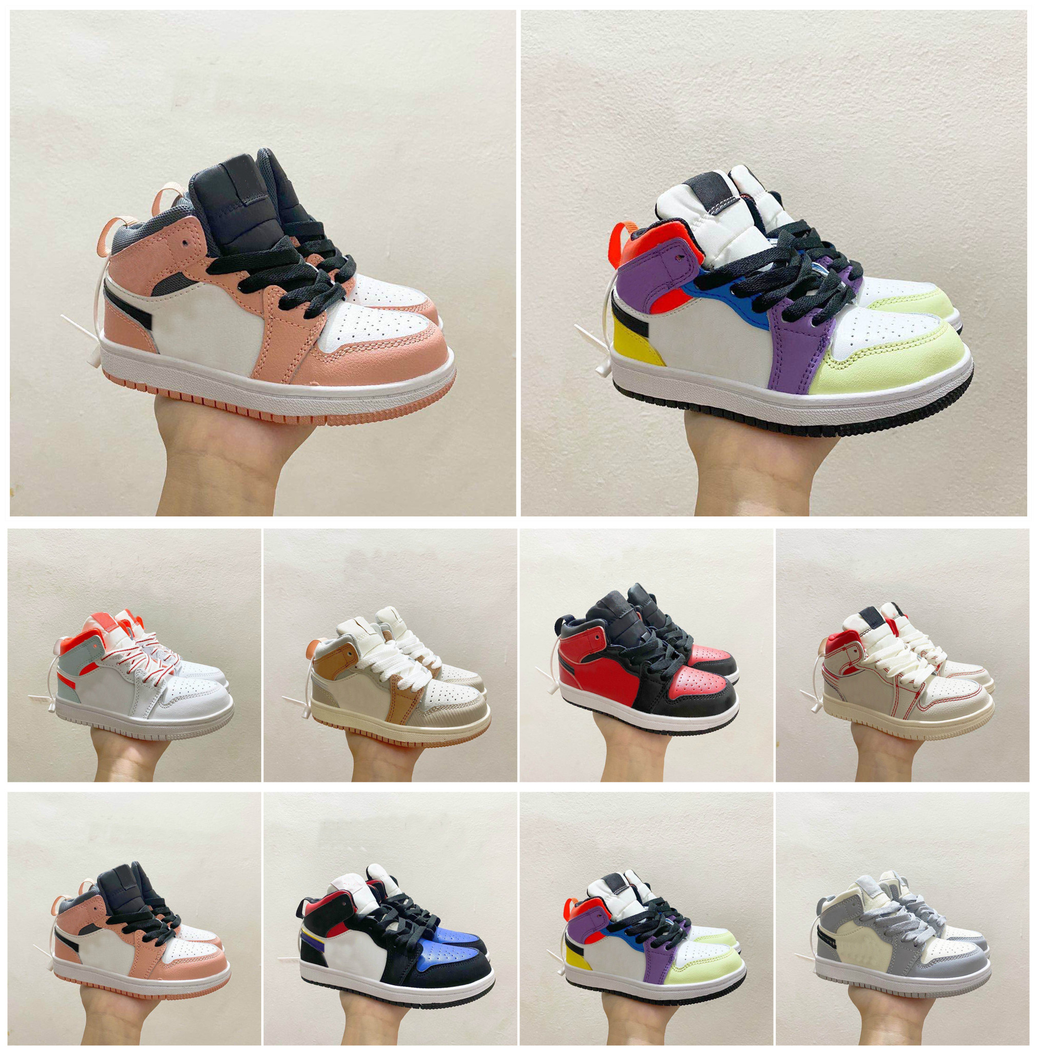 

Designer Boy Girl Kids 1 1s Basketball Shoes 2021 Bred Chicago Dark Mocha Game Obsidian Royal Children Toddler Sneakers With Box, Black