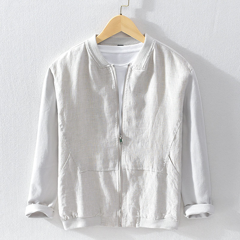 

2021 New Style Long-sleeved Stand Collar Linen and Cotton Brand Jackets for Men Casual Comfortable Jacket Mens Casaco Ioeb, Black