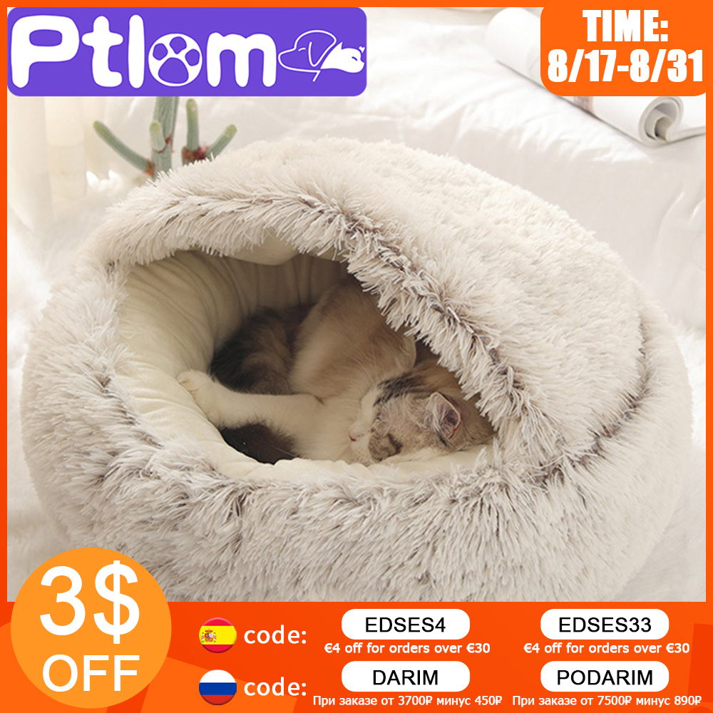 

Winter ong Push Pet Cat Bed Round Cat Cushion Cat House 2 In 1 Warm Basket Seep Bag Nest Kenne For Sma Dog