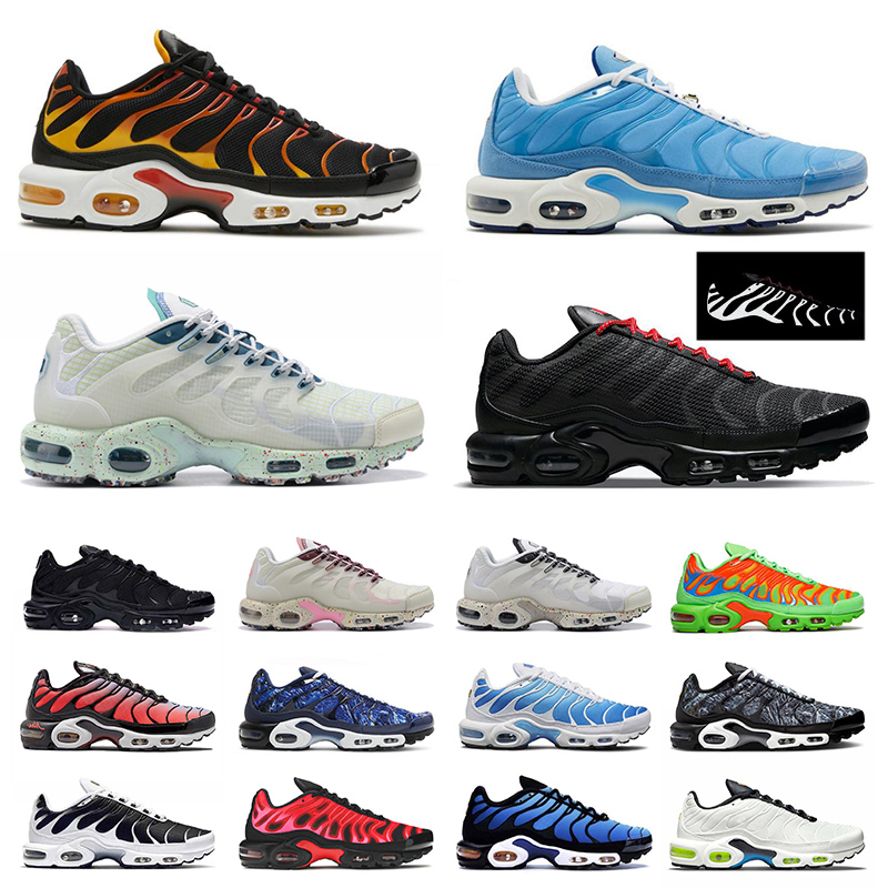 

Top Quality Tn Plus Requin Reflective Black Running Shoes Men Women Designer Terrascape Mint Green University Blue Triple White Designer, 40-46 fade blue hero volt