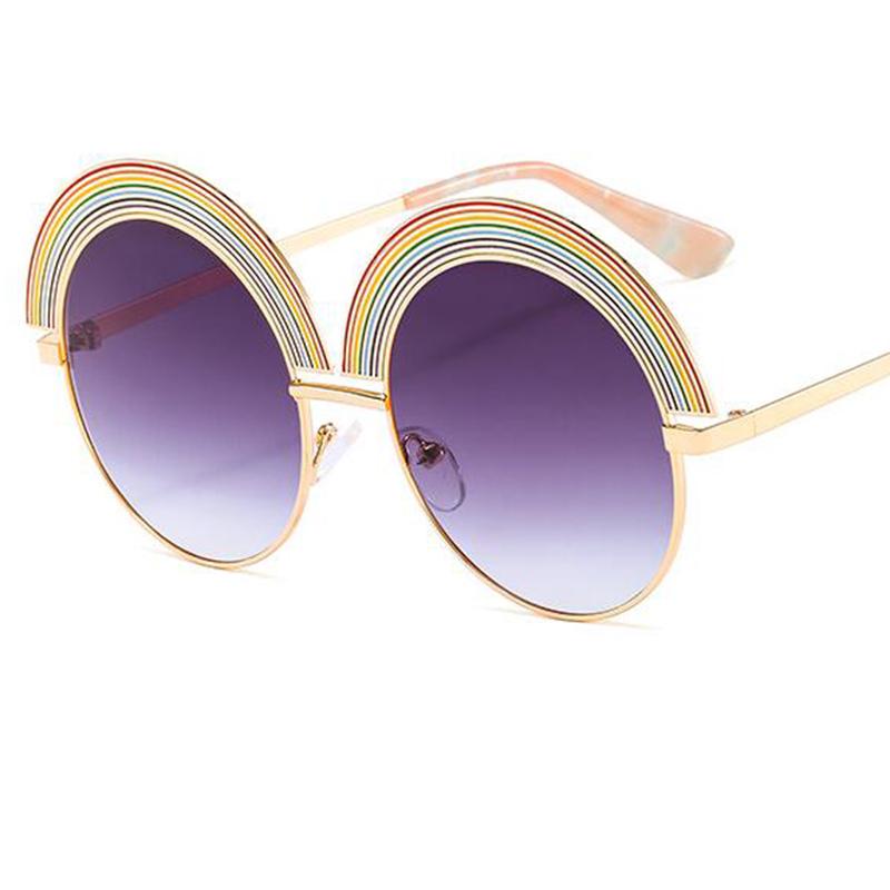 

Sunglasses 2021 Big Round Rainbow Men Clear Lens Steampunk Large Eyewear Fashion Women Oversized Sun Glasses