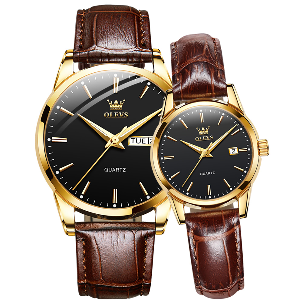 

Men and women watch couples custom original quartz movement dual calendar luminous waterproof 30M pointer pin buckle dial diameter 39MM27.2MM, White womens