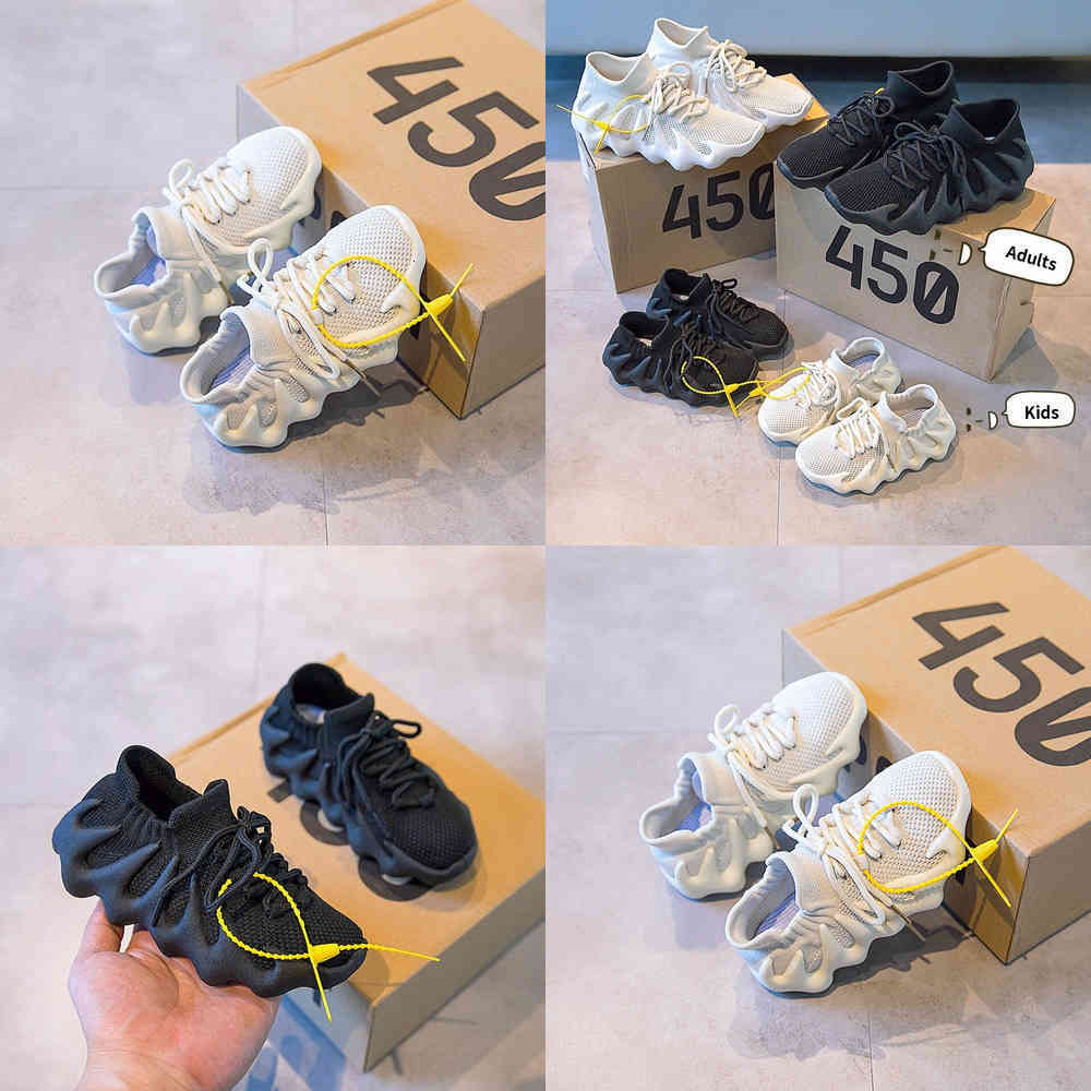 

2021 Children Fashion Shoes Boys Girls Cloud White 450 Sneakers Toddler Little Big Kids Brand Trainers Dark Slate Designer 210721, Black
