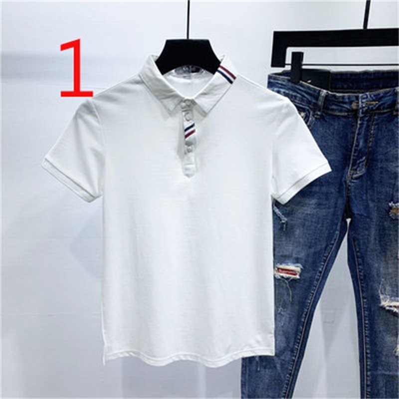 

2021 New Men's Half-high Knitted Collar Embroidery Short Sleeve Half-sleeved Contrast Color T-shirt Cc5r