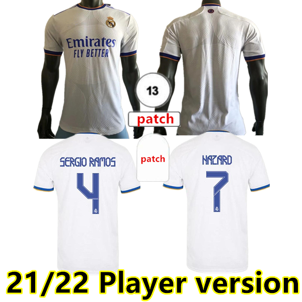 

Player version REAL MADRID jerseys 21 22 soccer football shirt ALABA HAZARD SERGIO RAMOS BENZEMA MODRIC ASENSIO camiseta men kit 2021 2022 uniforms, 21/22 home