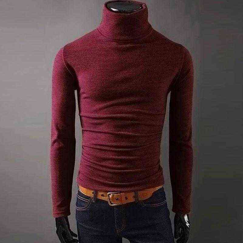 

Autumn Mens Sweaters Casual fashion Male turtleneck Man's Black Solid Knitwear Slim Fit Brand Clothing Sweater 211109, Dark green