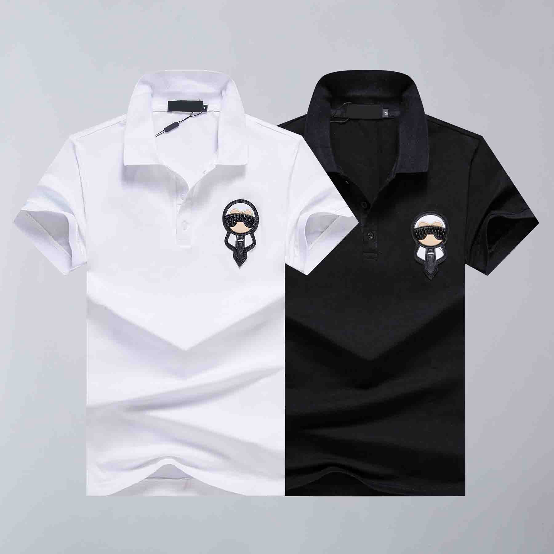 

2021 New Summer Men's and Women's Short Sleeve Casual Polo Snake Embroidery Black White Striped Polo T-Shirt