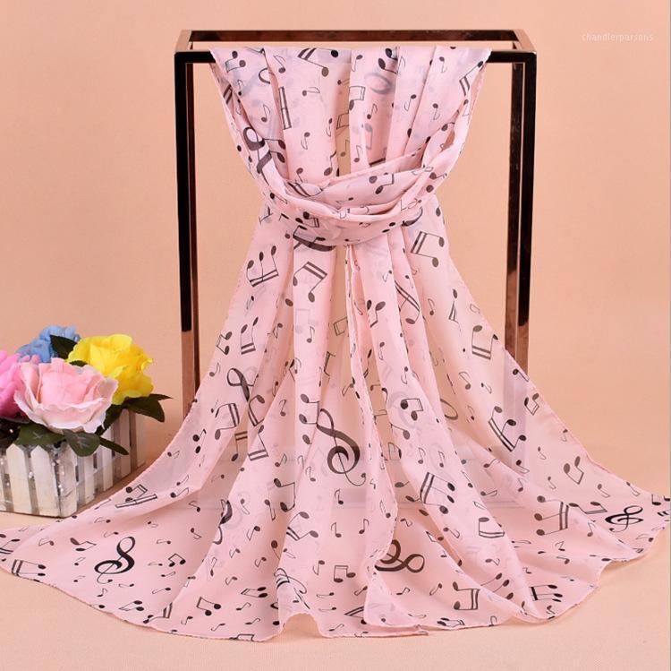 

Scarves 1PC Women Lady Musical Note Chiffon Neck Scarf Shawl Muffler High Quality Fabulous Elastic Beautiful