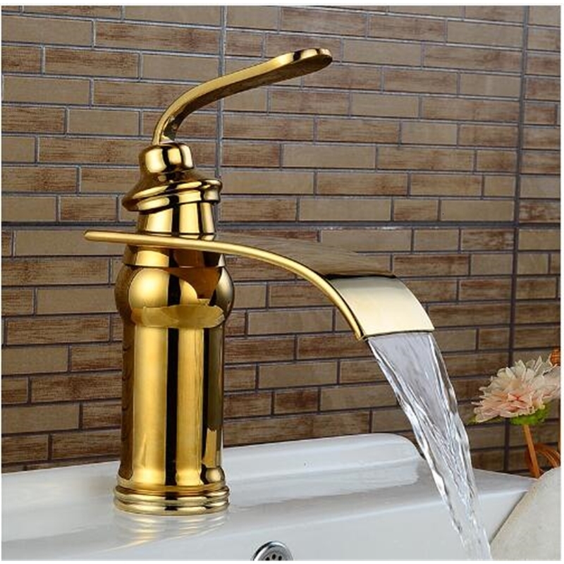 

2021 New Luxury Style Bathroom Basin Sink Faucet Solid Brass Oil-rubbed Bronze with Rose Golden Waterfall Tap Torneira Banheiro Mu26