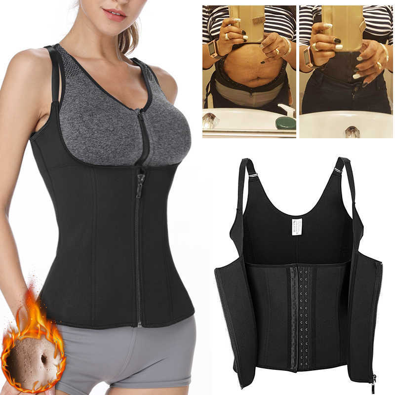 

Body Shapes Neoprene Sauna Sweat Vest Waist Trainer Slimming Trimmer Fitness Corset Workout Thermo Modelling Strap Shapewear, Black