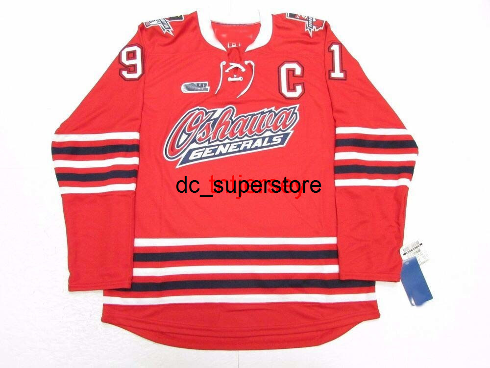

STITCHED CUSTOM JOHN TAVARES OSHAWA GENERALS OHL RED HOCKEY JERSEY ADD ANY NAME NUMBER MENS KIDS JERSEY XS-5XL, Black
