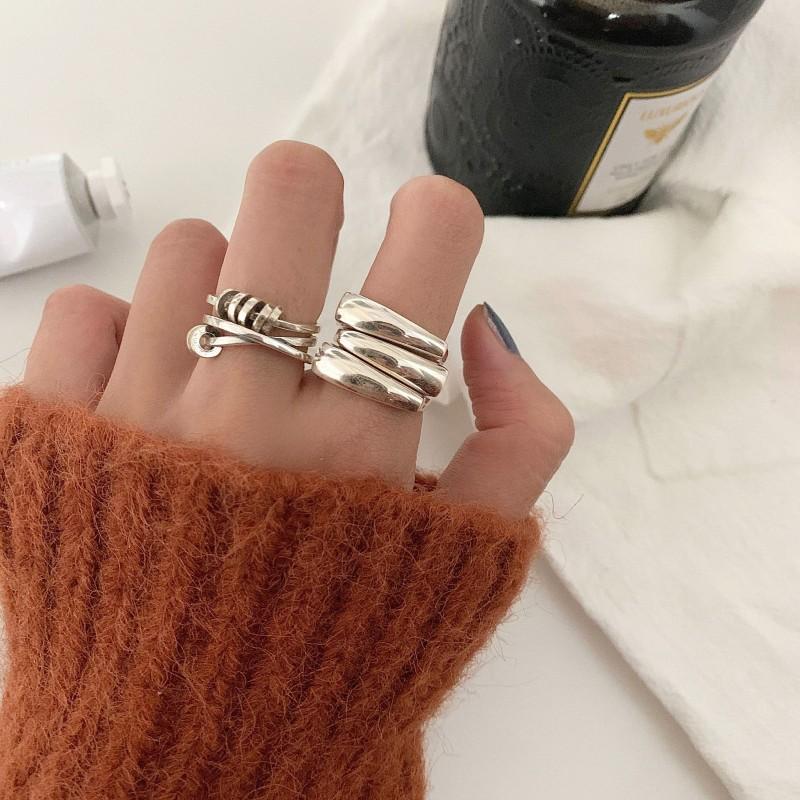 Wedding Rings ARLIE 925 Sterling Silver Minimalist Smooth For Women 2021 Fashion Irregular Geometric Punk Hiphop Party Jewelry Gifts-image-702704555