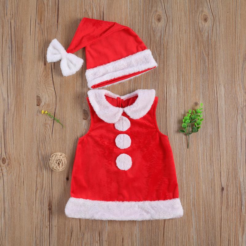 

clothing sets infant christmas two-piece clothes set girls and boys red coral fleece sleeveless vest + cap 0-3 years xmas outfits, White
