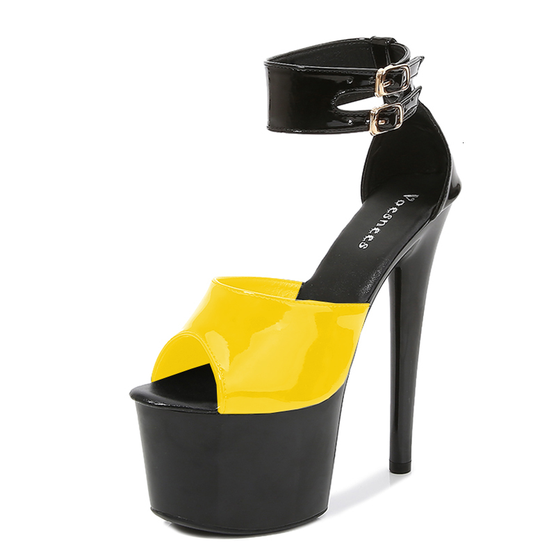 

New 2021 Woman Party Patent Leather Sandals Gladiator Colors Mixed Fine T-tied Polo Sexy Dancing Shoes High Stripper Heels 3ncy, Light green.
