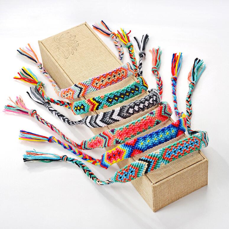 

Braided Bracelet Retro Handmade Bohemian Thread Bracelet Boho Multicolor String Cord Hippie Friendship Bracelets ps0805