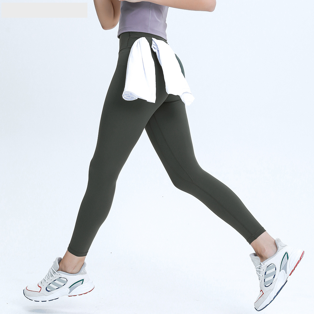 

2021 Naked Time Sweat Feel Sports Training Legging Yoga Pants Women Buttery Exercise Soft Fitness Gymnasium Tights 24" Dlco, Chestnut brown.