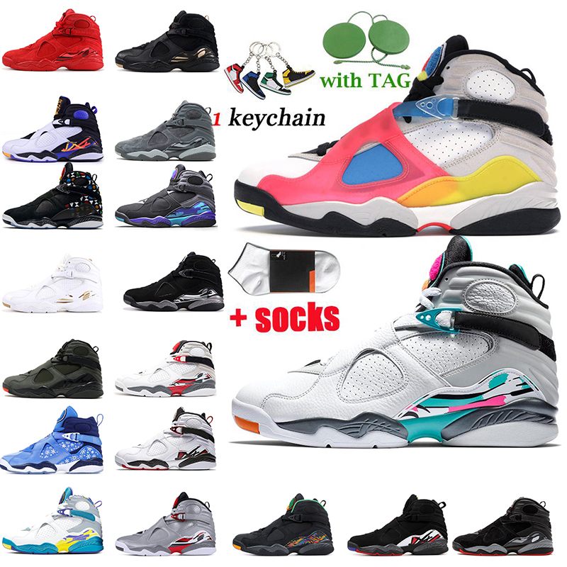 

Wholesale Top Quality Mens Basketball Shoes Trainers Jordon 8 8s Chrome Countdown Pack ALTERNATE Bred Playoff Raid Reflective Bugs Bunny White Aqua Sports Sneakers, #17 gs take flight 40-47