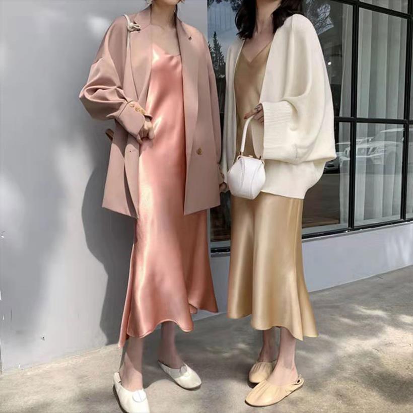 

summer satin party shiny women dress sundress imitation silk fashion ladies, Black;gray