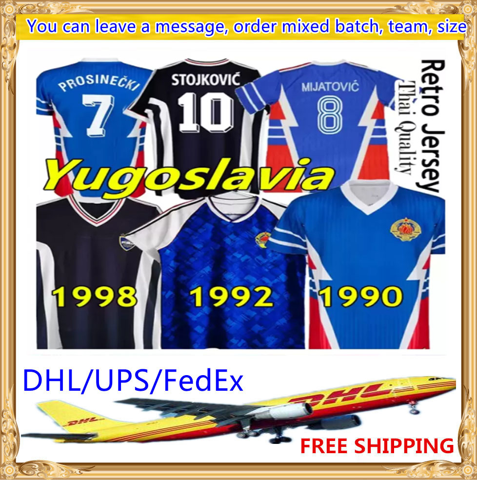 

1990 Yugoslavia retro soccer jerseys 1992 1998 Jugoslavija Mijatovic Pancev Mihajlovic Stankovic Jugovic Stojkovic SAVICEVIC classic vintage, Black;yellow