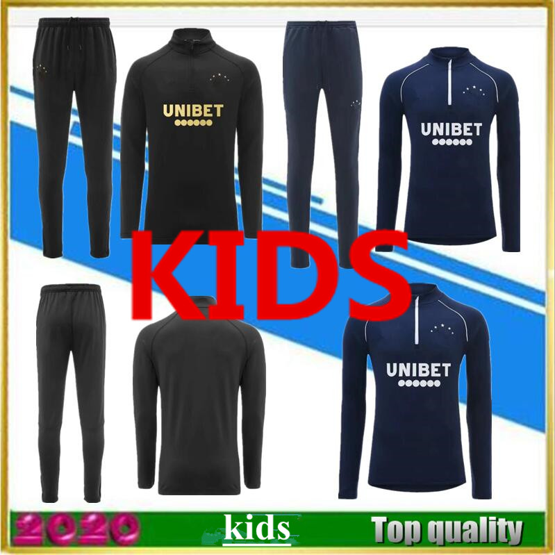 

2020 2021 Glasgow Rangers fc football training suit kids tracksuit 20 21 DEFOE HAGI MORELOS TAVERNIER Rangers SurvÃªtement, Black;yellow
