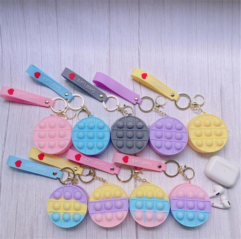 

Push Bubble Silicone Kids Coin Purse Rainbow Soft Squishy Anti Stress Decompression Toy Phone Pendant Keychains CT22
