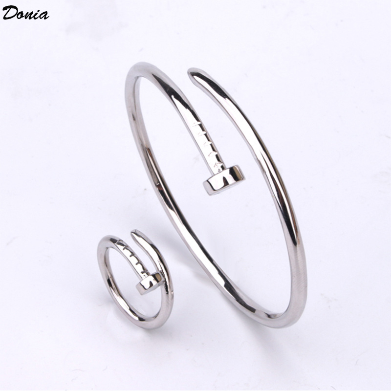 

Donia jewelry luxury bangle nail set exaggerated titanium steel micro-inlaid zircon European and American fashion designer gift with box