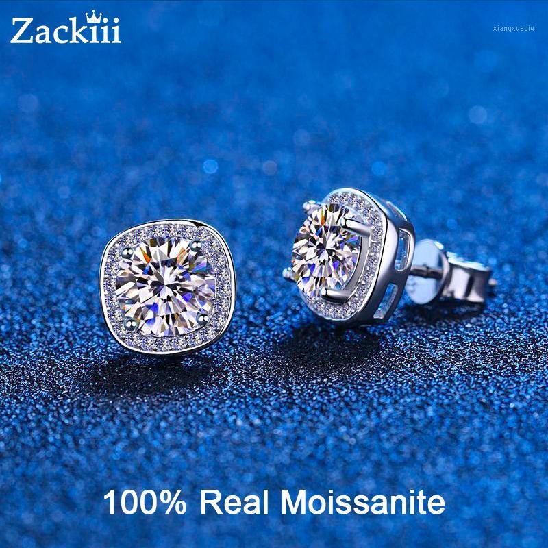 

Stud 100% Moissanite Earrings 1-2 Carat Lab Created Diamond Sterling Silver Earring For Women Men