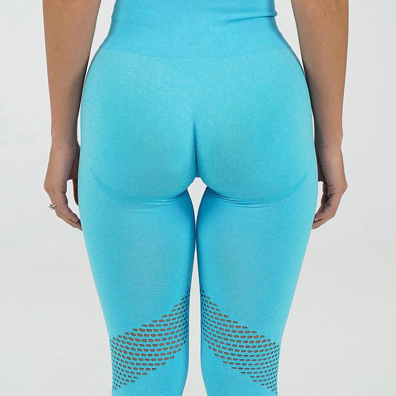 

Seamless Gym Leggings Women Sport Fitness Yoga Pants Solid High Waist Elastic Mesh Hollow Out Workout Tight Sport Pant For Women, Navy