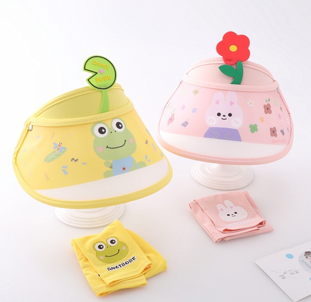 

Children's sunshade hat summer boy sunscreen Big Brim empty top ultraviolet ice sleeve suit traveling girl's sun, Yellow
