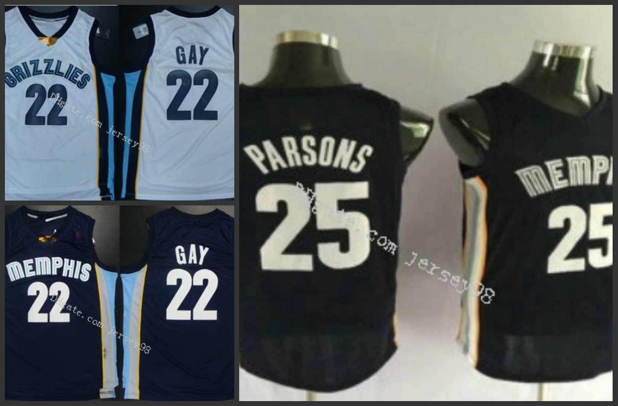 

MemphisGrizzliesMEN #22Rudy Gay #25Chandler Parsons retro Jersey, Black
