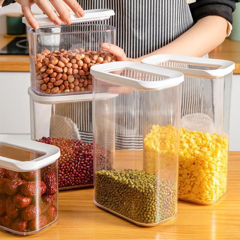 

Storage Bottles & Jars Kitchen Food Box Container Organizer Vacuum Lid Airtight Pantry Legume Cereals Rice For KIds Sugar B6K7