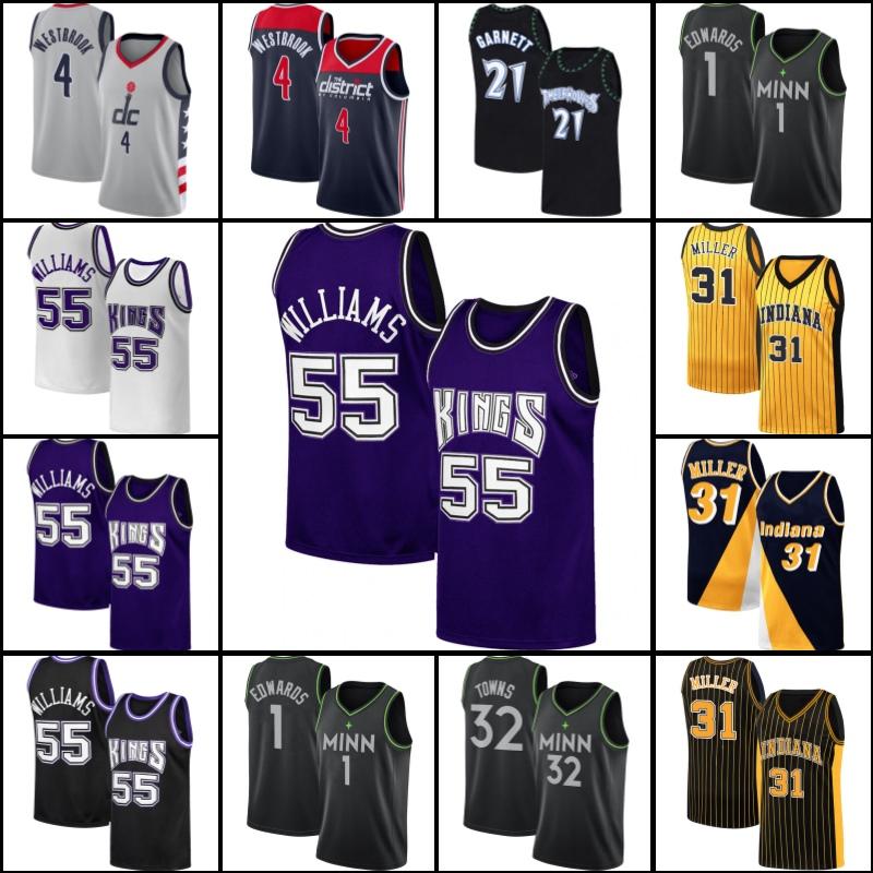 

Jason Russell Williams Westbrook Jersey Sacramento Kings Jersey Anthony Towns Edwards Jerseys Reggie Kevin Miller Garnett Jersey, Black;red