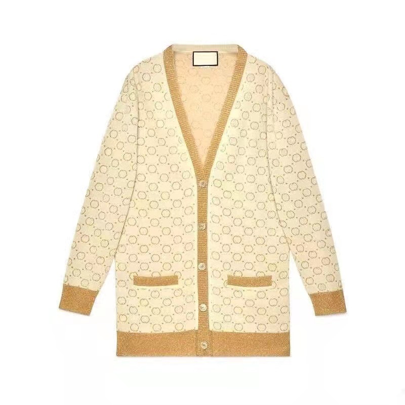 

designer Women Long Sleeve Sweater Woman V-neck Cashmere sweate Ins Style Top Lady T Shirt letter High Quality Autumn Cardigan Large size7KBS, Beige