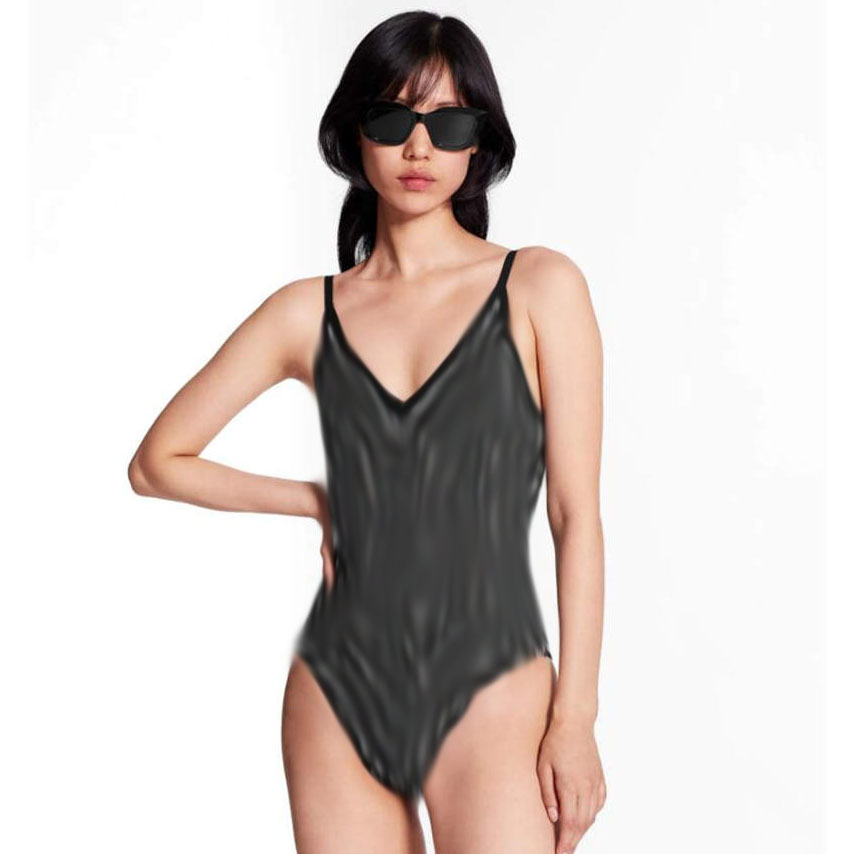 

Fashion Backless Design Swimsuit Black Full Letter Print Ladies Bikini Padded Push Up Women Tight Swimwear