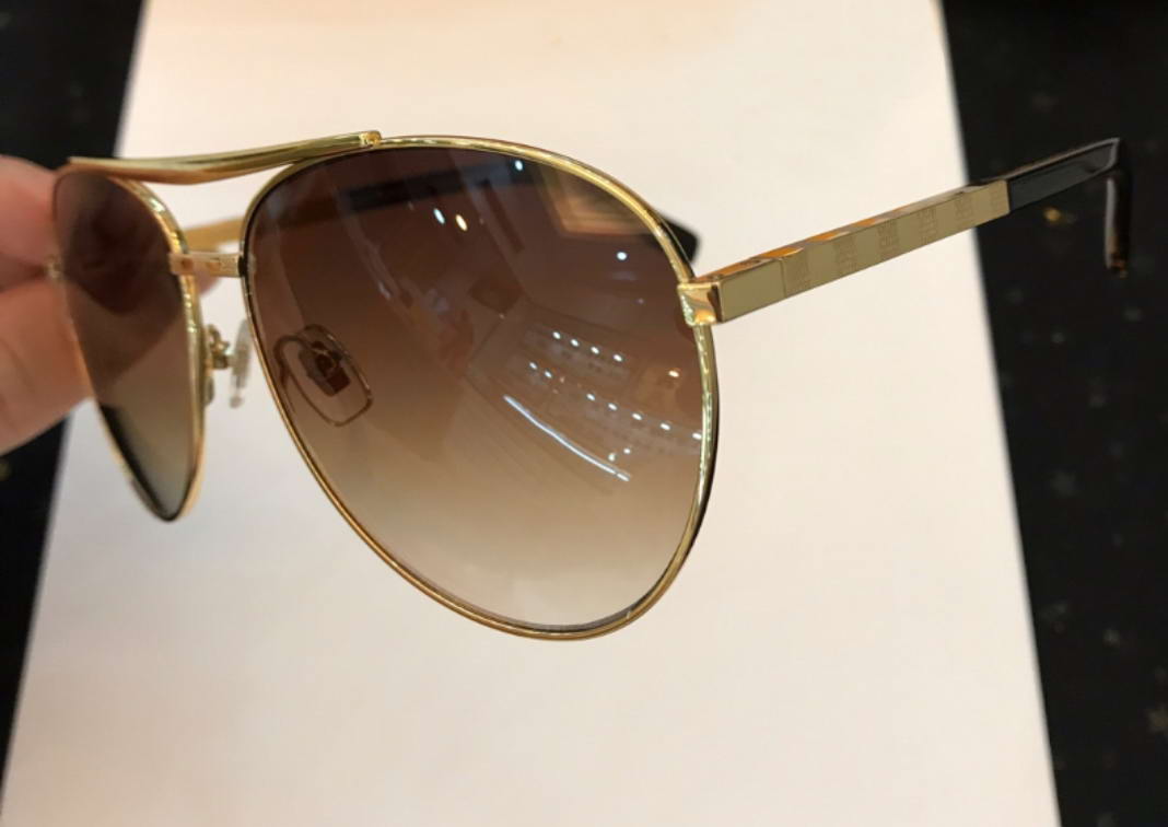 

Men Attitude Pilote Sunglasses 0340 Metal Gold Brown Gradient Glasses Fashion Sunglasses uv400 Protection with Box, White;black